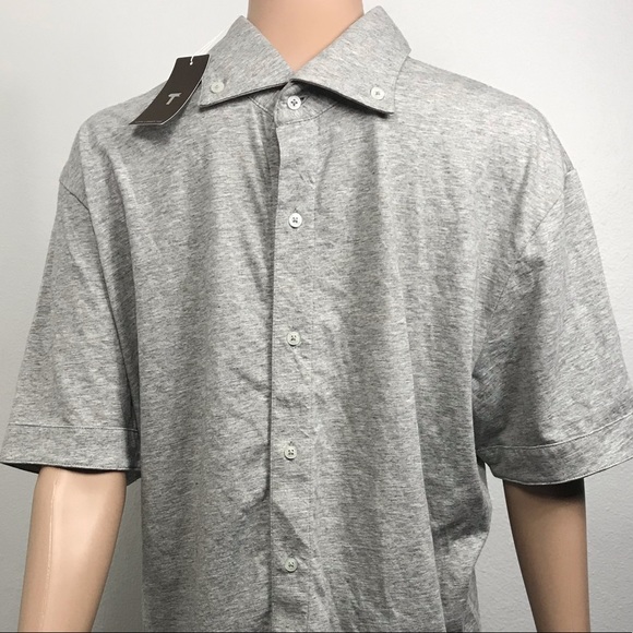 GREY TATTERSALL PRINT KNIT SPORT SHIRT - Picture 1 of 8
